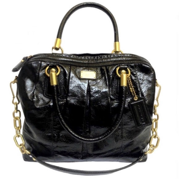 Coach Kristin (Retired) Black Patent Leather Pleated Satchel style 16016 - Picture 8 of 16